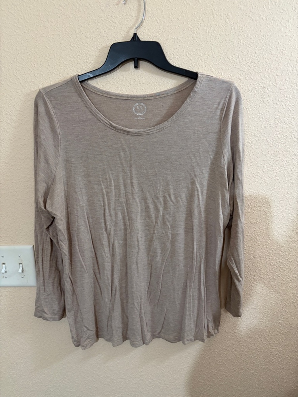 Maurice’s 24/7 Taupe Long-Sleeve Scoop Neck Top